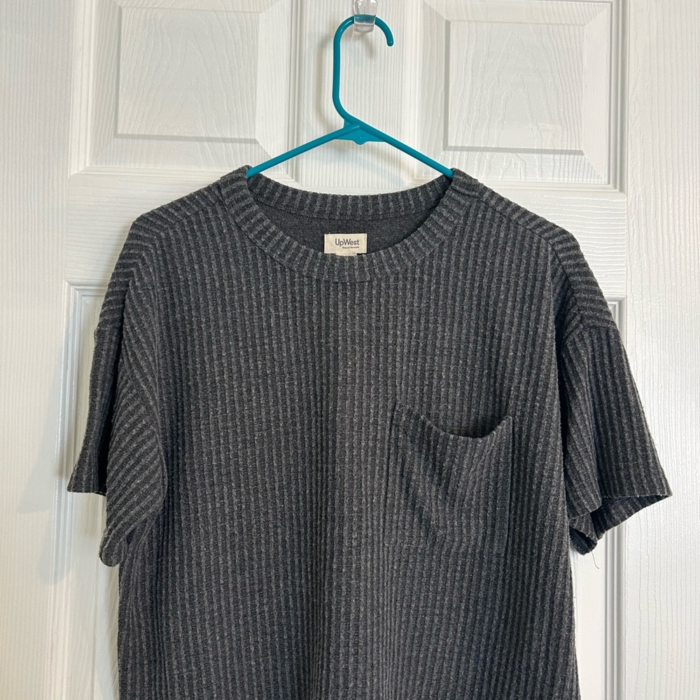 UpWest Charcoal Ribbed Knit Wide Leg Pants & Top Set - Picture 2 of 9